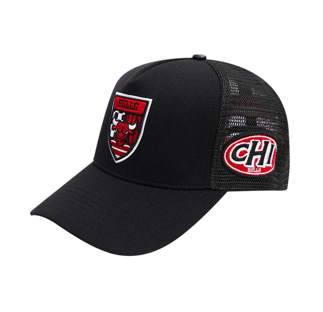 PRO STANDARD NBA CHICAGO BULLS BLACK TRUCKER SNAPBACK CAP