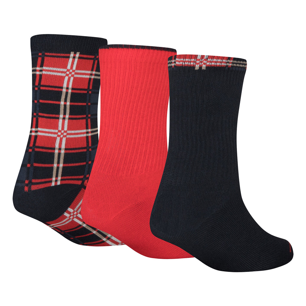 JORDAN BOYS' GIFTING 3-PACK CREW SOCKS (BLACK/RED)