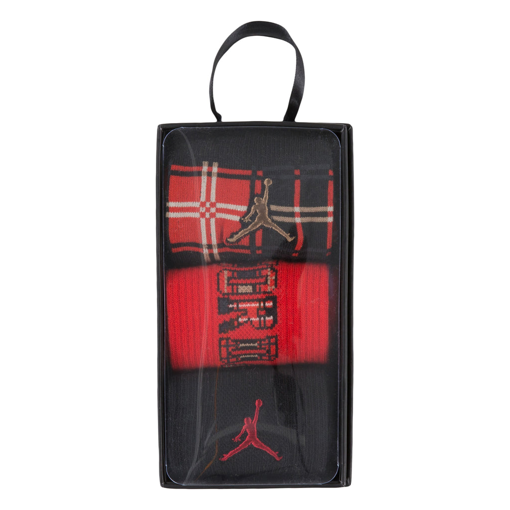 JORDAN BOYS' GIFTING 3-PACK CREW SOCKS (BLACK/RED)