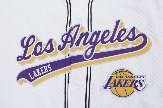 PRO STANDARD NBA LOS ANGELES LAKERS MEN'S MESH BUTTON UP WHITE JERSEY