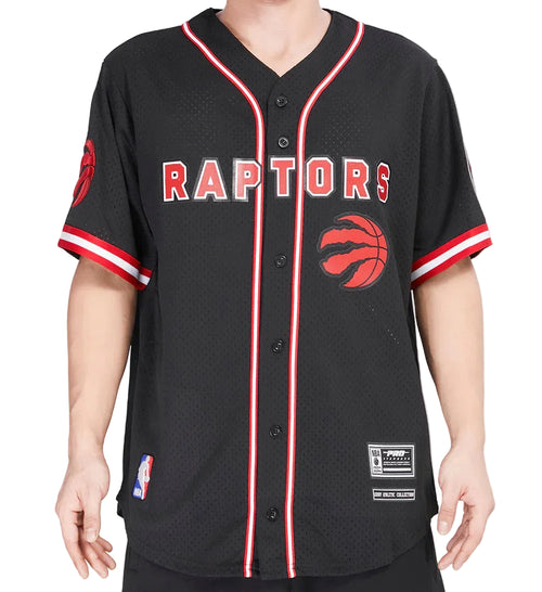 PRO STANDARD NBA TORONTO RAPTORS CLASSIC MEN'S MESH BUTTON UP BLACK JERSEY