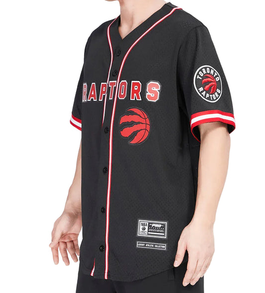 PRO STANDARD NBA TORONTO RAPTORS CLASSIC MEN'S MESH BUTTON UP BLACK JERSEY