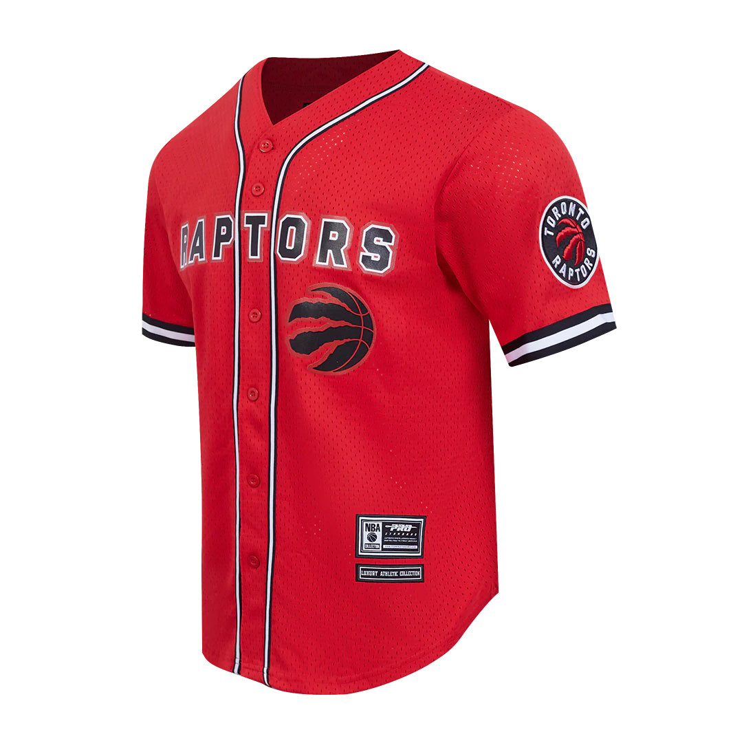 PRO STANDARD NBA TORONTO RAPTORS CLASSIC MEN'S MESH BUTTON UP RED JERSEY