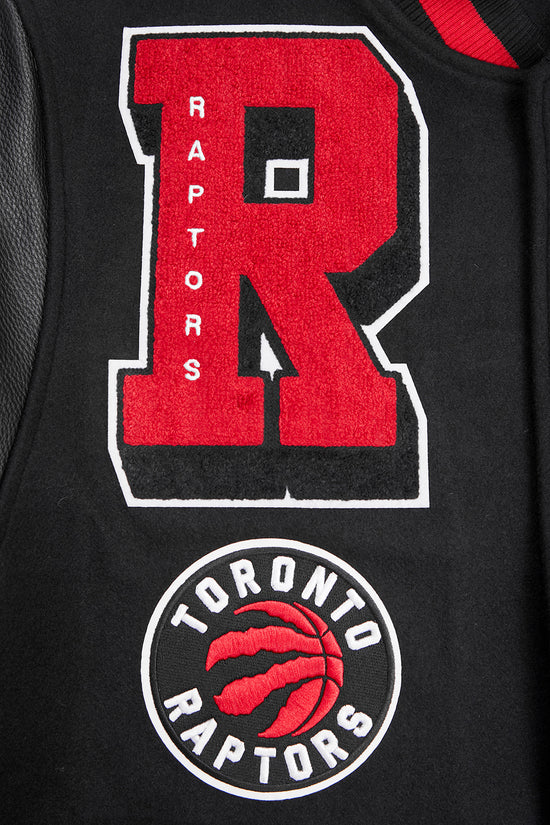 PRO STANDARD MEN'S NBA TORONTO RAPTORS MASHUP RIB WOOL BLACK/RED VARSITY JACKET