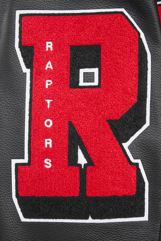 PRO STANDARD MEN'S NBA TORONTO RAPTORS MASHUP RIB WOOL BLACK/RED VARSITY JACKET