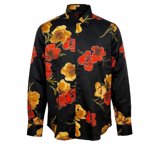 MODERNO MEN'S FANCY LONG SLEEVE SHIRTS (BLACK)