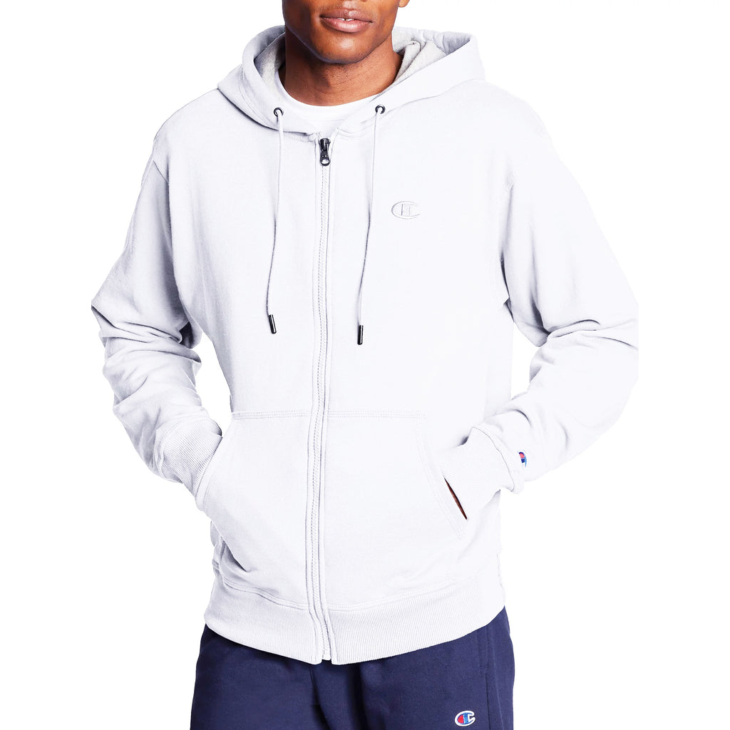 CHAMPION CORE LOGO ZIP-UP HOODIE (WHITE)