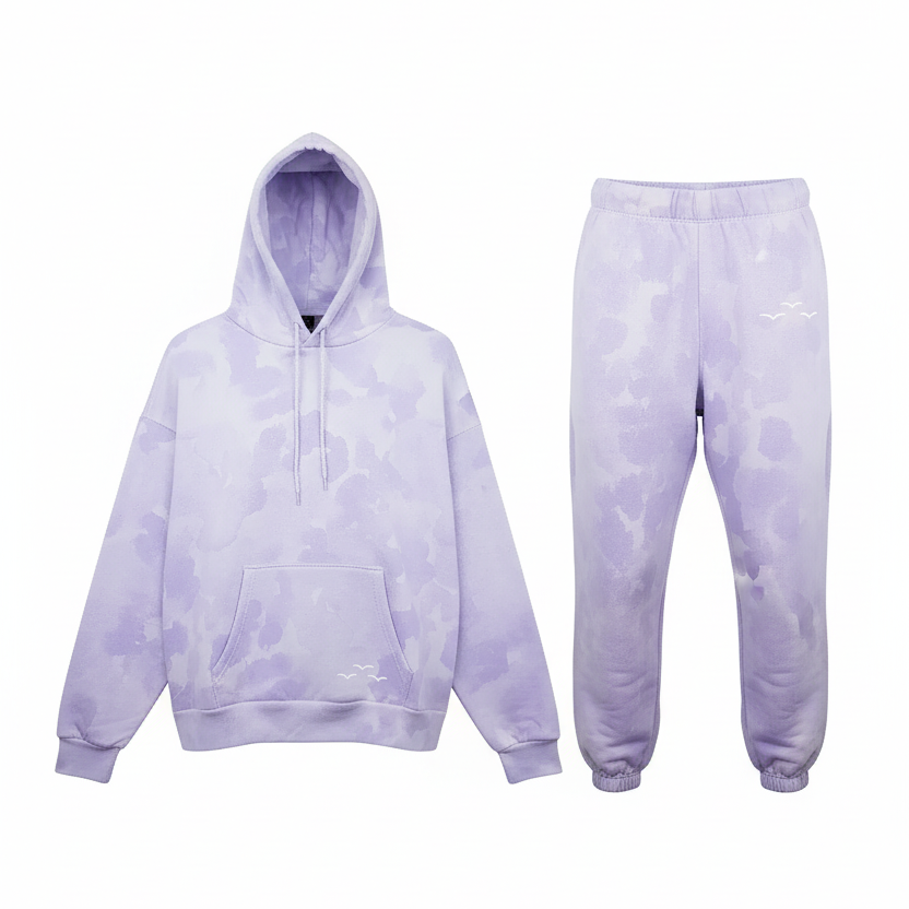 WOMEN LAZY PANTS OVERSIZED FLEECE TRACKSET (PURPLE)