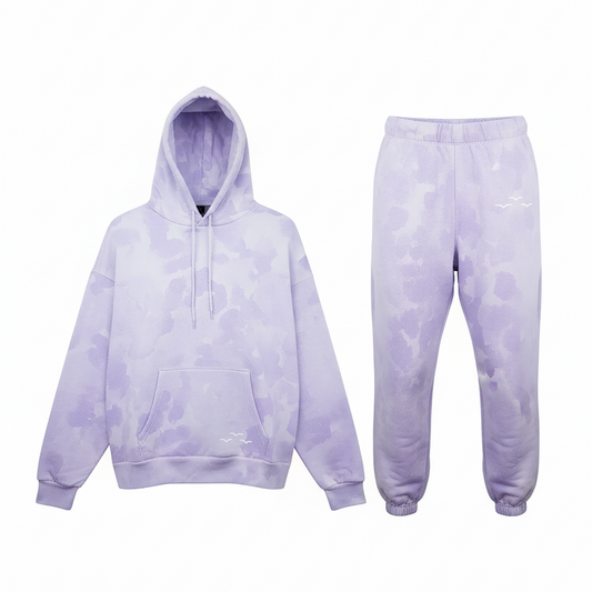 WOMEN LAZY PANTS OVERSIZED FLEECE TRACKSET (PURPLE)