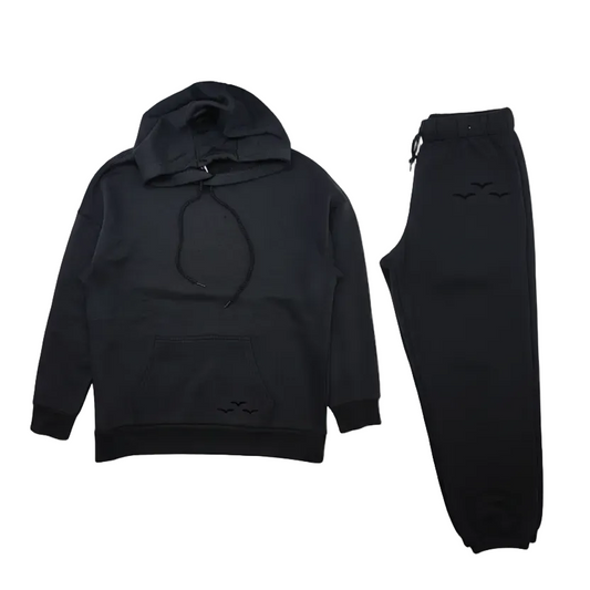 WOMEN LAZY PANTS OVERSIZED FLEECE TRACKSET (BLACK)