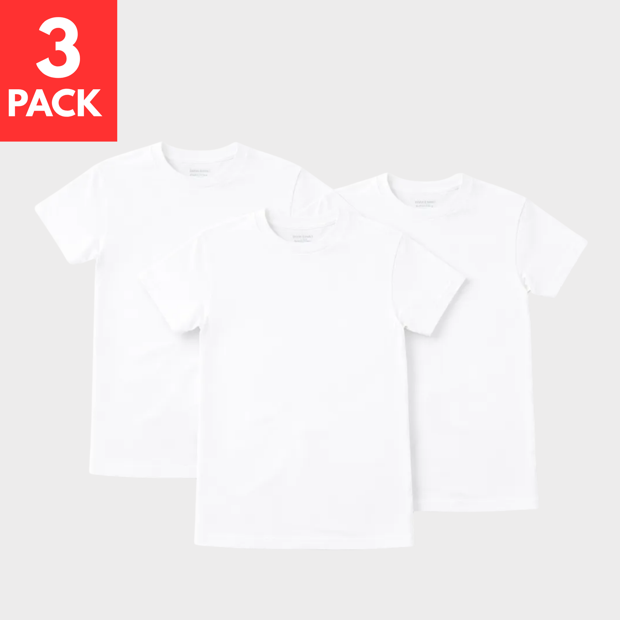 100% COTTON PLAIN CREWNECK WHITE T-SHIRTS (S-2XL 3 PACK) WHITE