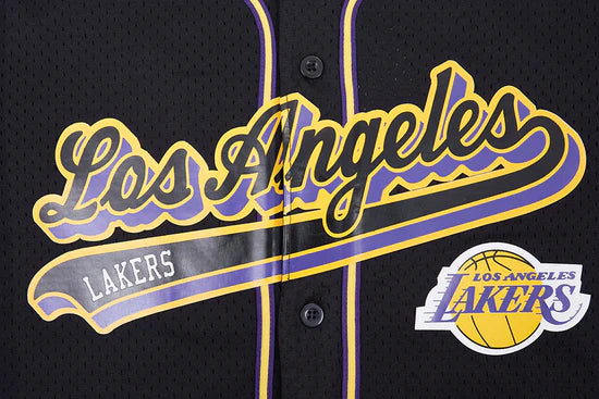 PRO STANDARD NBA LOS ANGELES LAKERS MEN'S MESH BUTTON UP BLACK JERSEY