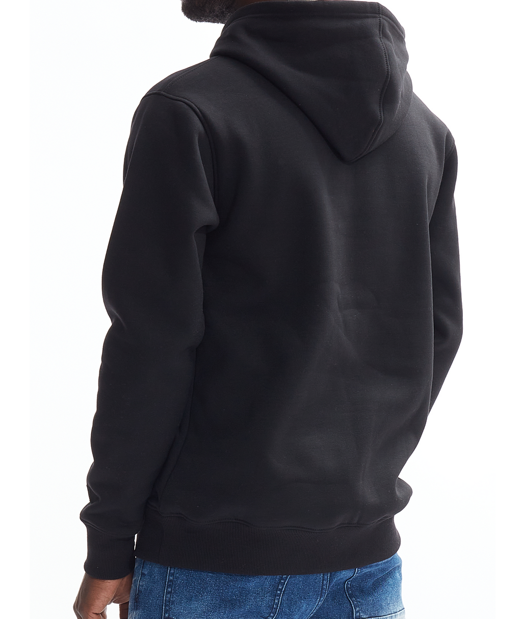 BLEECKER & MERCER MEN'S BOSS PRINT GRAPHIC FLEECE HOODIE (BLACK)