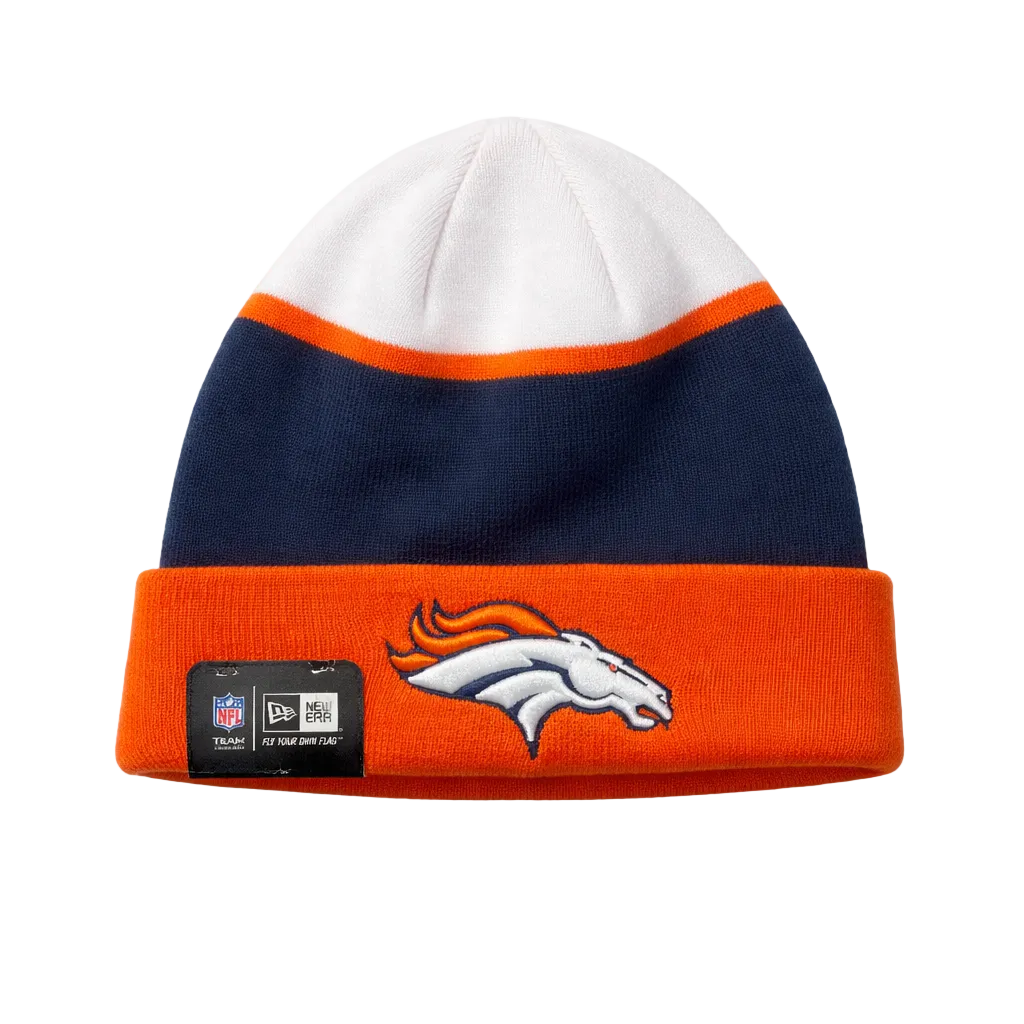 NEW ERA NFL DETROIT BRONCOS WINTER BLOCK NAVY/WHITE/ORANGE TOUQUE