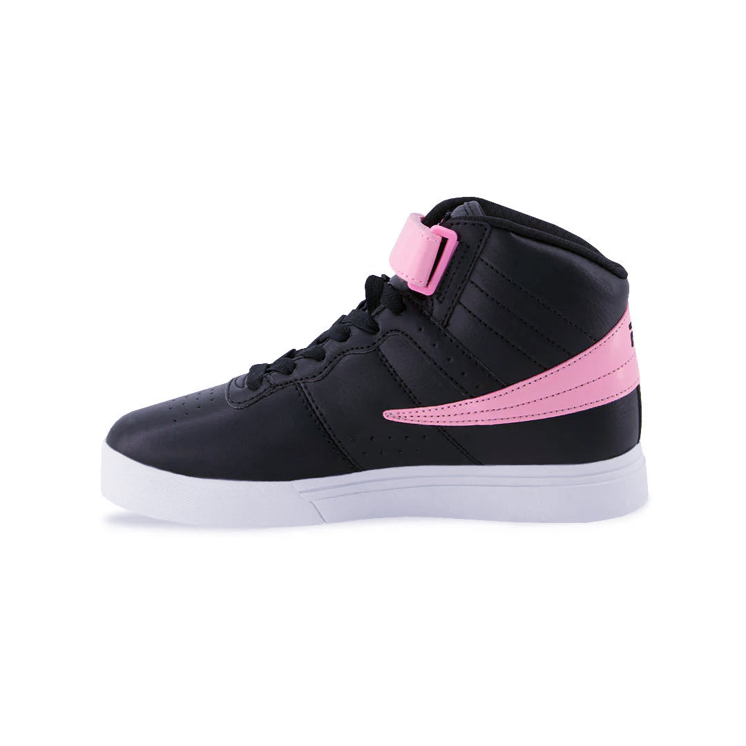 KIDS FILA VULC 13 PATENT FLAG HIGH TOP SHOES (BLACK/PINK)