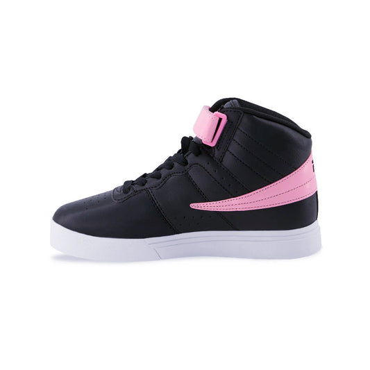 KIDS FILA VULC 13 PATENT FLAG HIGH TOP SHOES (BLACK/PINK)