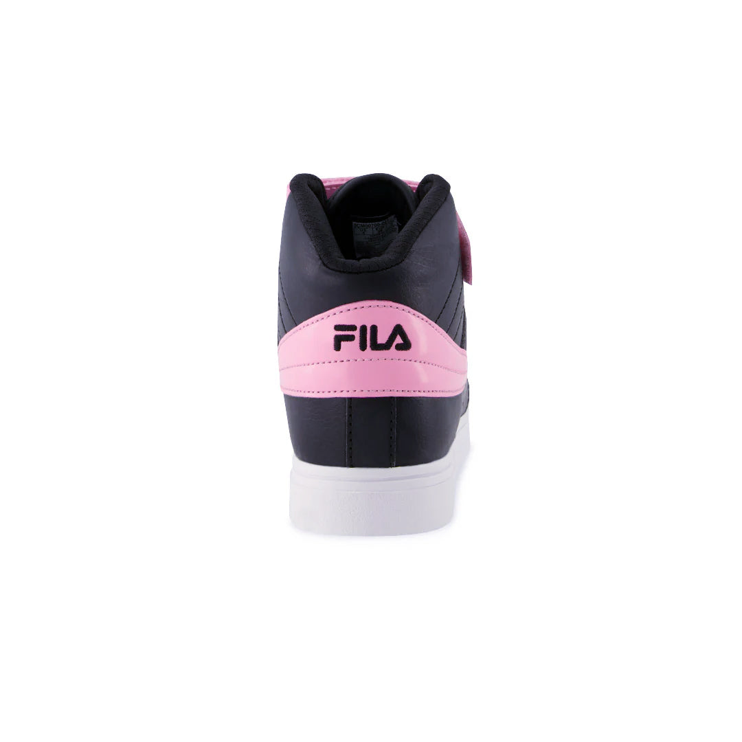 KIDS FILA VULC 13 PATENT FLAG HIGH TOP SHOES (BLACK/PINK)