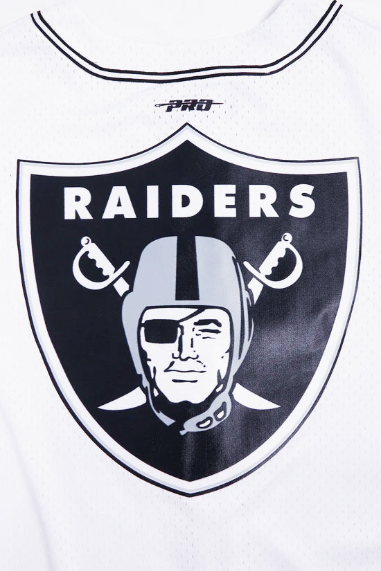 PRO STANDARD NFL LAS VEGAS RAIDERS LOGO MEN'S MESH BUTTON UP WHITE JERSEY