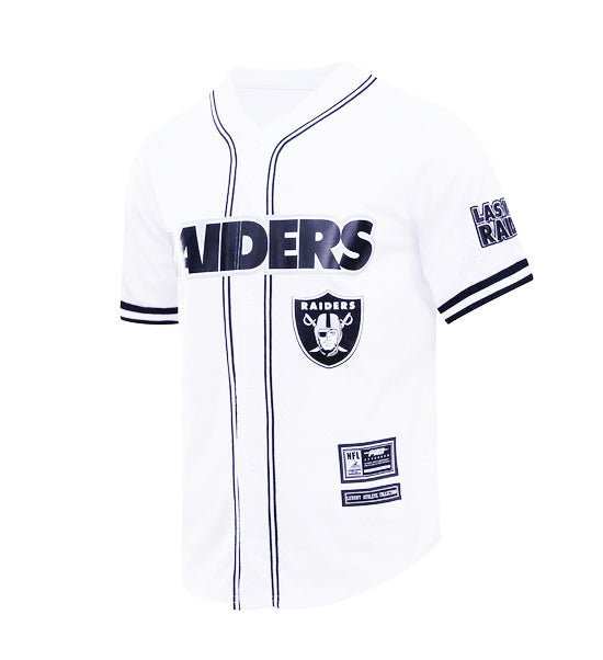 PRO STANDARD NFL LAS VEGAS RAIDERS LOGO MEN'S MESH BUTTON UP WHITE JERSEY