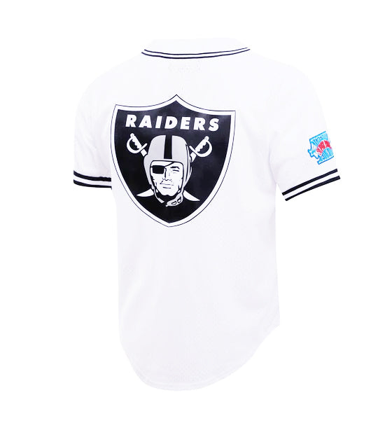 PRO STANDARD NFL LAS VEGAS RAIDERS LOGO MEN'S MESH BUTTON UP WHITE JERSEY