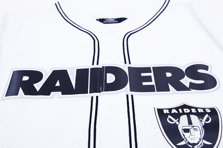 PRO STANDARD NFL LAS VEGAS RAIDERS LOGO MEN'S MESH BUTTON UP WHITE JERSEY