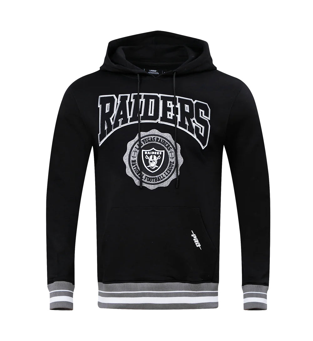 PRO STANDARD NFL LAS VEGAS RAIDERS CREST EMBLEM MEN'S RIB PO BLACK HOODIE