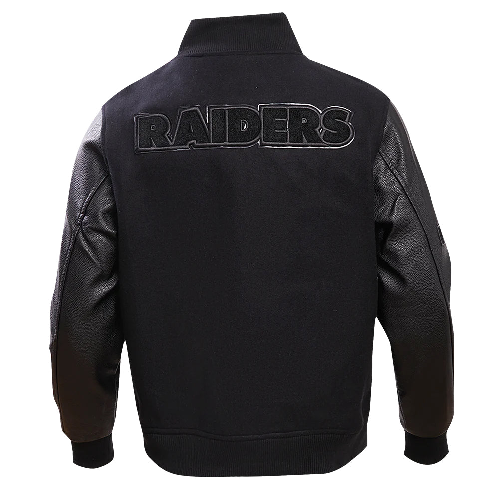 PRO STANDARD MEN'S NFL LAS VEGAS RAIDERS ALL BLACK VARSITY JACKET