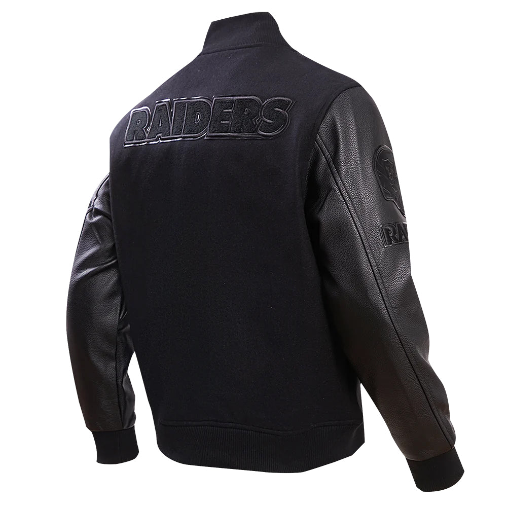 PRO STANDARD MEN'S NFL LAS VEGAS RAIDERS ALL BLACK VARSITY JACKET