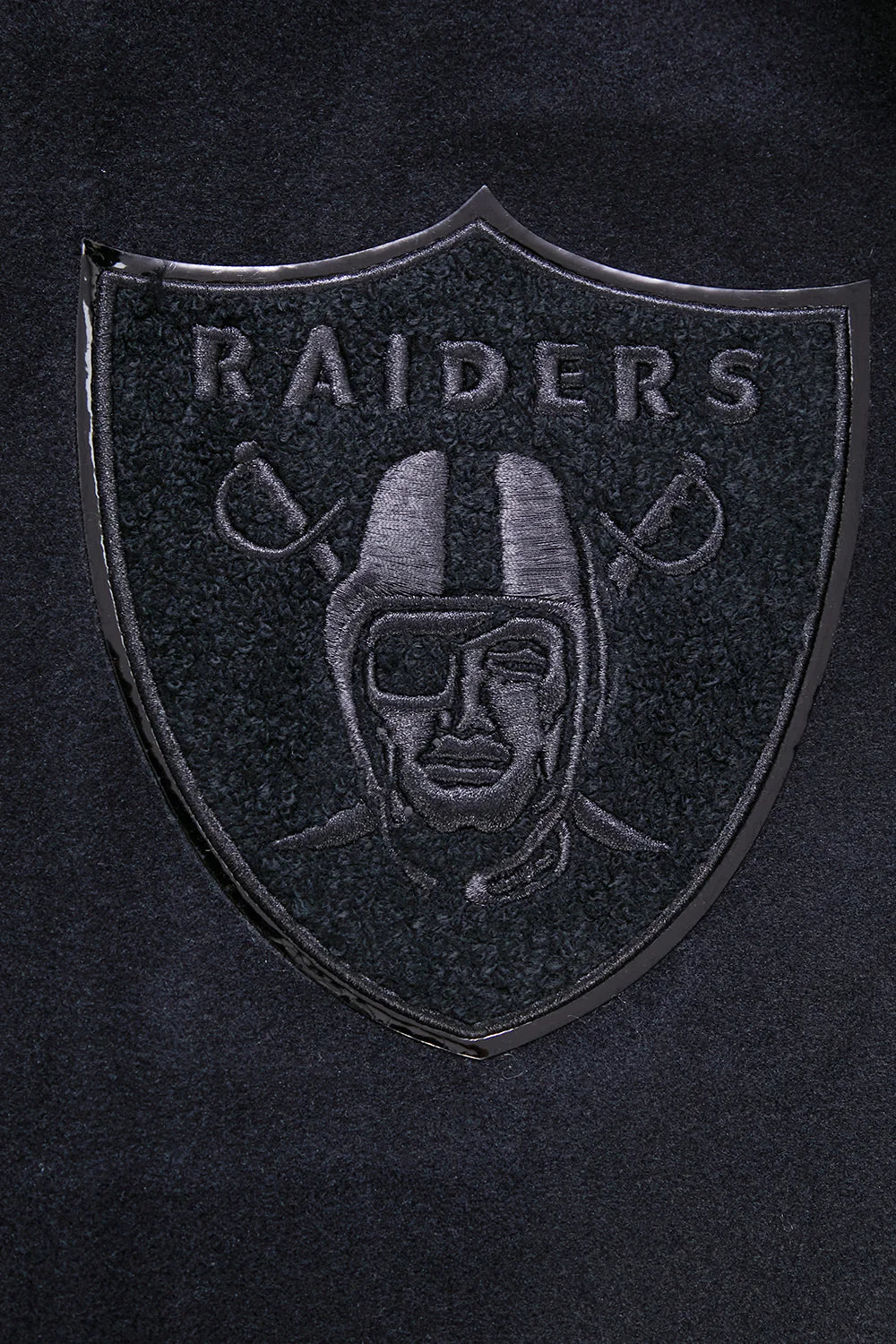 PRO STANDARD MEN'S NFL LAS VEGAS RAIDERS ALL BLACK VARSITY JACKET