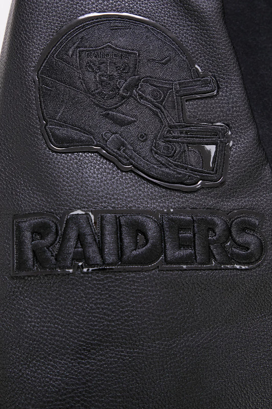 PRO STANDARD MEN'S NFL LAS VEGAS RAIDERS ALL BLACK VARSITY JACKET