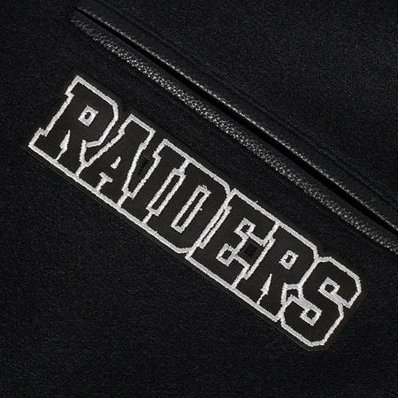 PRO STANDARD MEN'S NFL LAS VEGAS RAIDERS SCRIPT TAIL RIB WOOL BLACK VARSITY JACKET