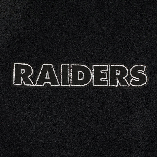 PRO STANDARD MEN'S NFL LAS VEGAS RAIDERS SCRIPT TAIL RIB WOOL BLACK VARSITY JACKET