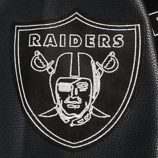 PRO STANDARD MEN'S NFL LAS VEGAS RAIDERS SCRIPT TAIL RIB WOOL BLACK VARSITY JACKET