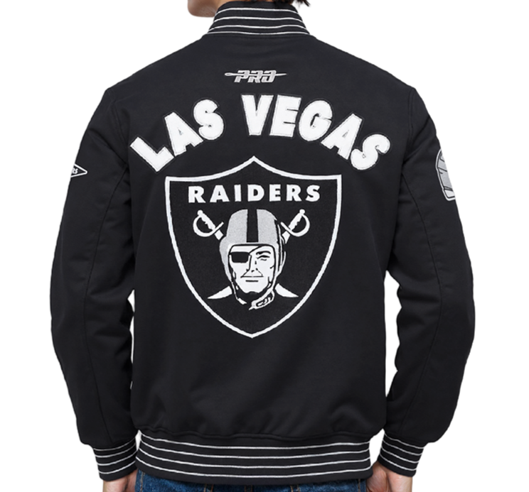 PRO STANDARD NFL LAS VEGAS RAIDERS PRO GAME DAY MEN'S BLACK DOUBLE KNIT JACKET