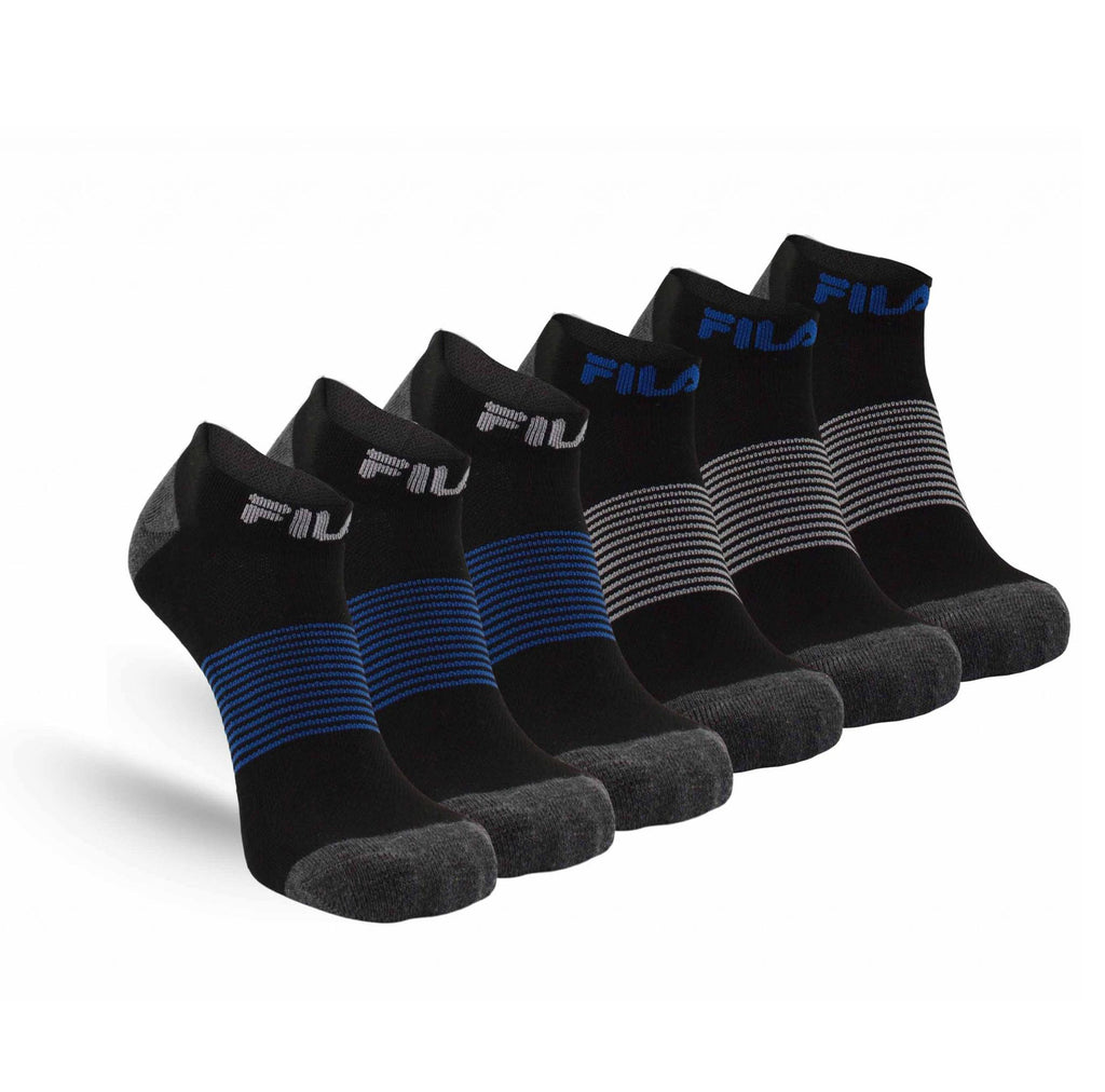 FILA MEN'S 6 PAIR LOW CUT ANKLE SOCKS (BLACK)