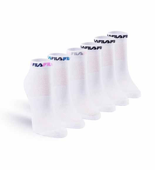 FILA WOMEN'S 6 PAIR LOW CUT ANKLE SOCKS (WHITE)