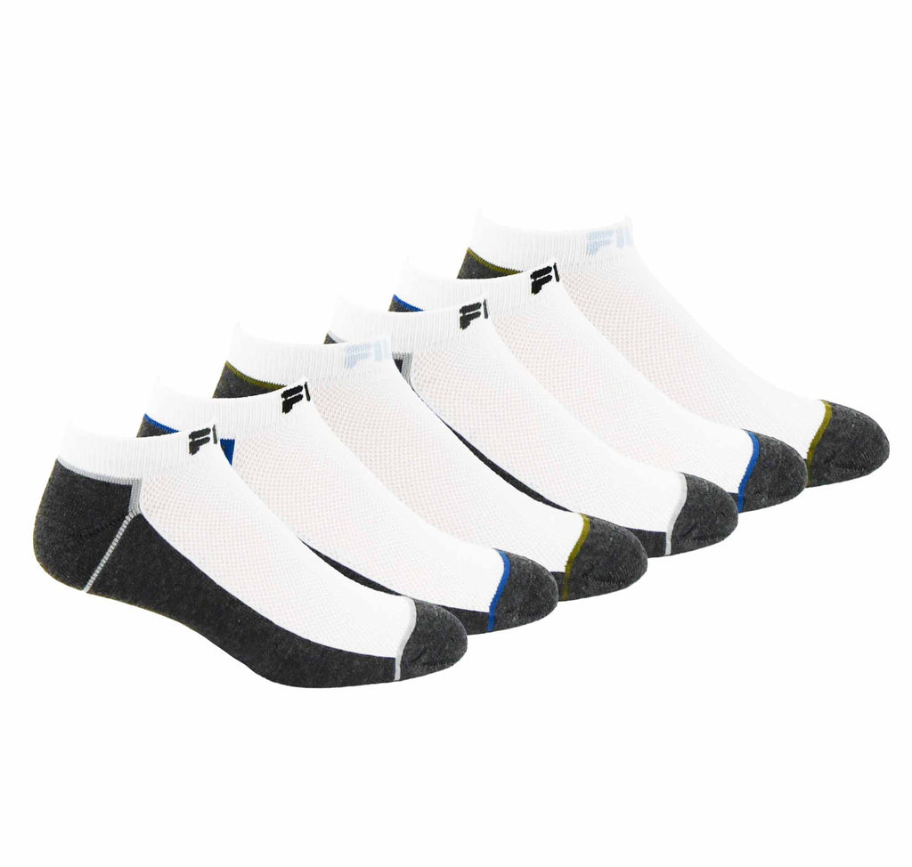 FILA MEN'S 6 PAIR LOW CUT ANKLE SOCKS (BLACK/WHITE)