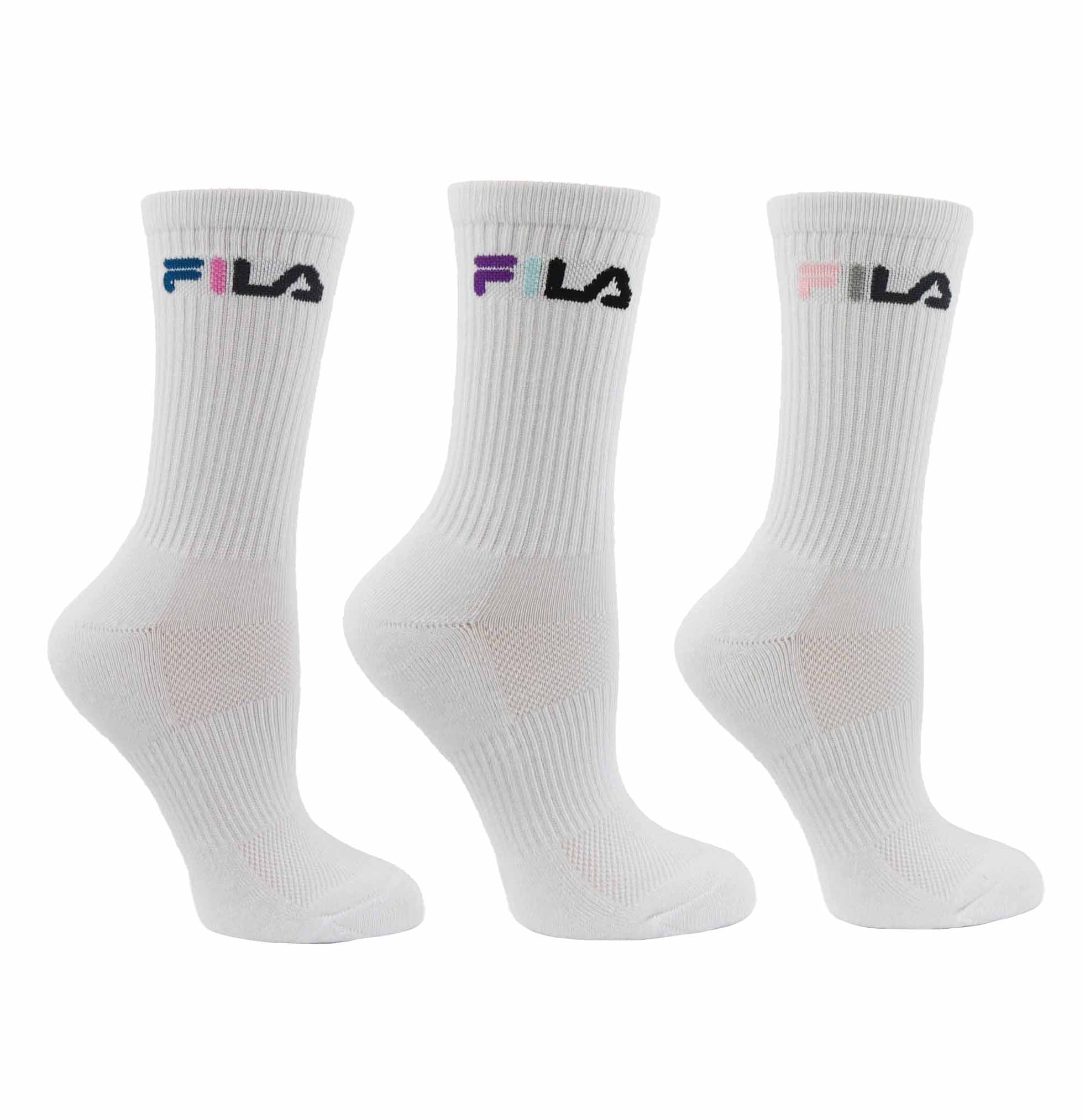 FILA MEN'S 3 PAIR LONG CREW SOCKS (WHITE)