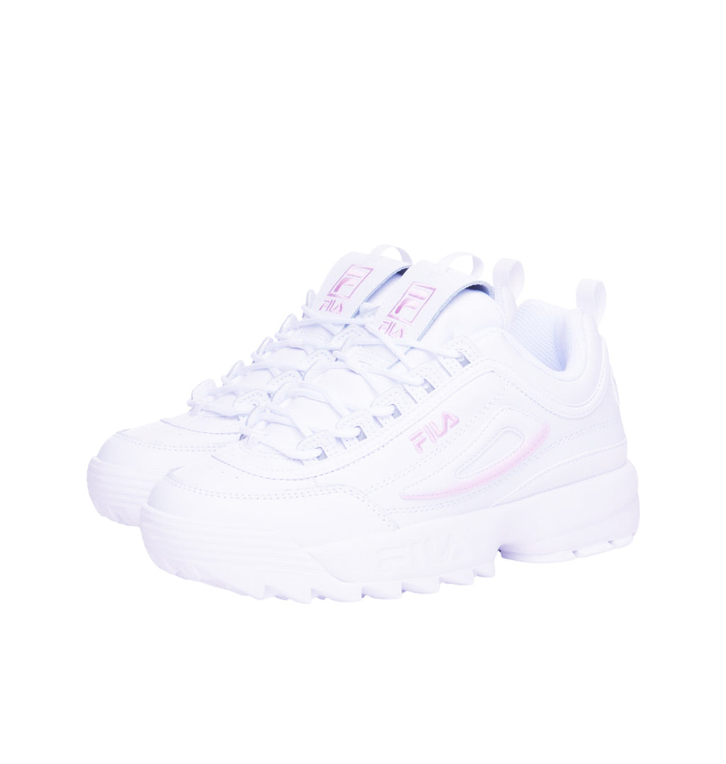 FILA WOMEN'S DISRUPTOR II PREMIUM SHOES (WHITE/PINK)