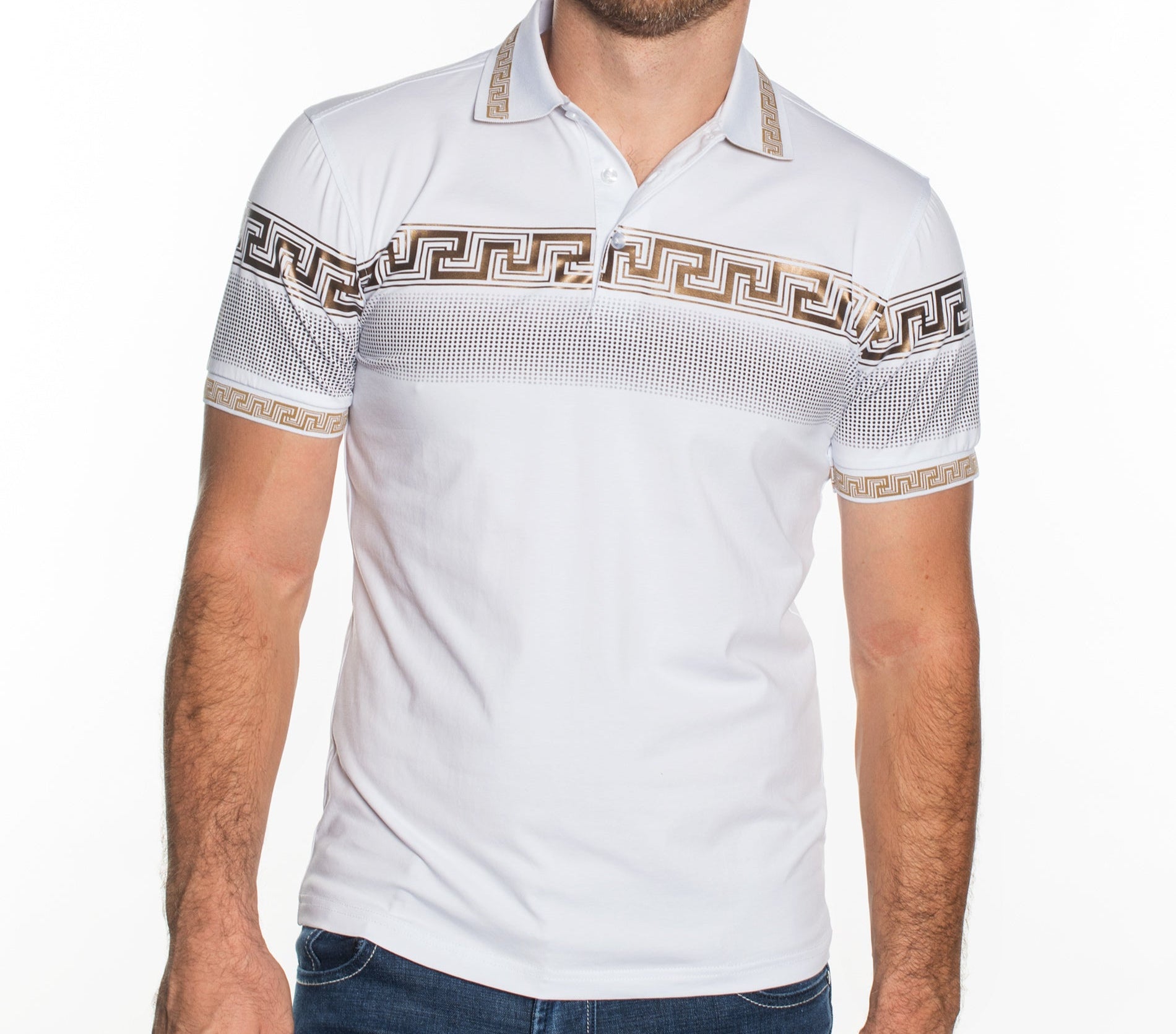 V.I.P. COLLECTION MEN'S FASHION POLO T-SHIRT (WHITE GGKS-17)
