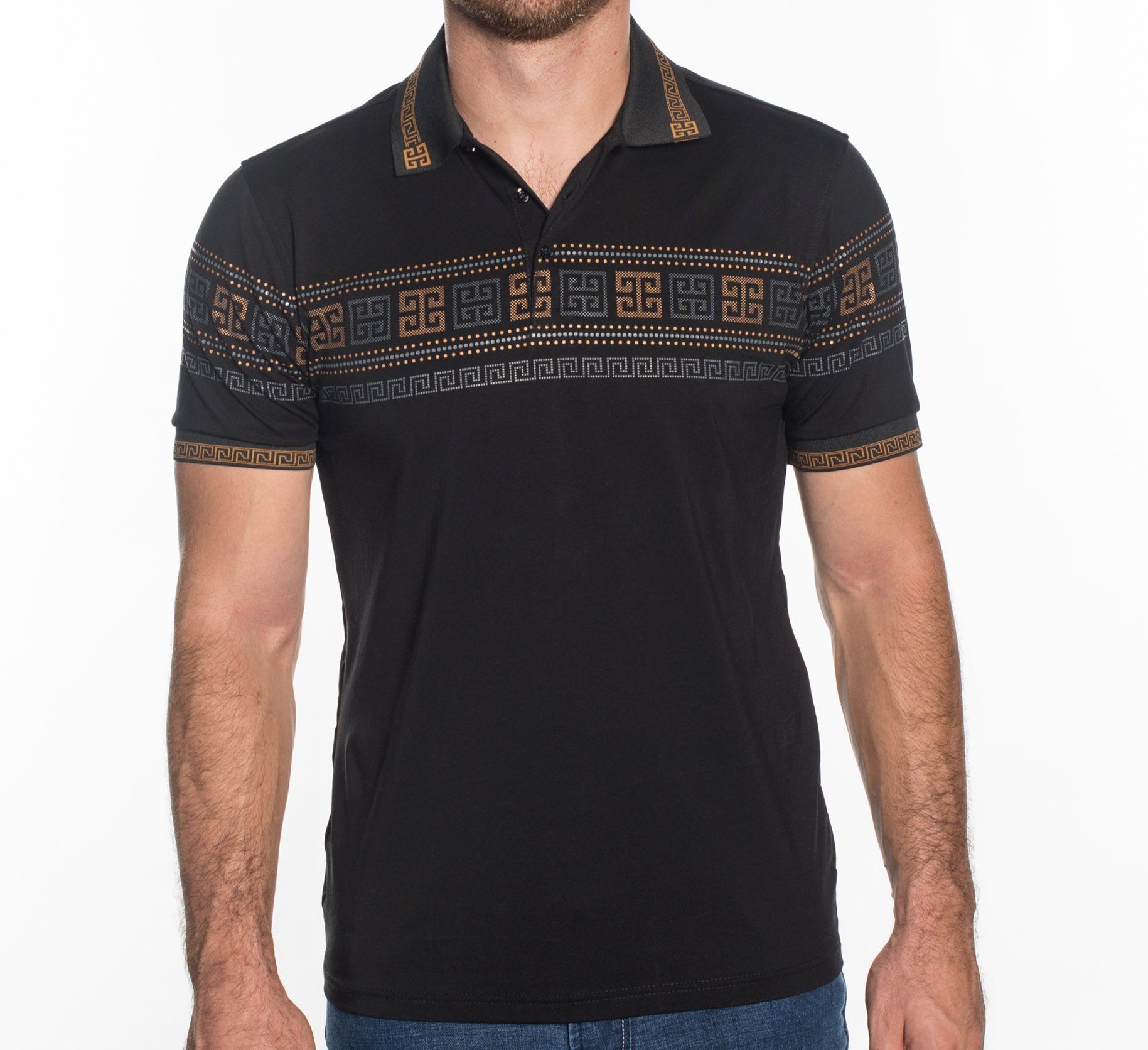 V.I.P. COLLECTION MEN'S FASHION POLO T-SHIRT (BLACK GGKS-18)