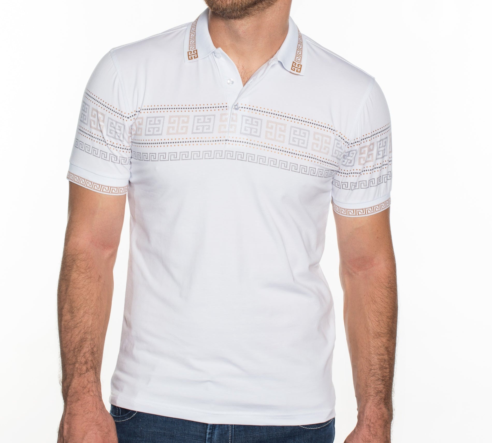 V.I.P. COLLECTION MEN'S FASHION POLO T-SHIRT (WHITE GGKS-18)