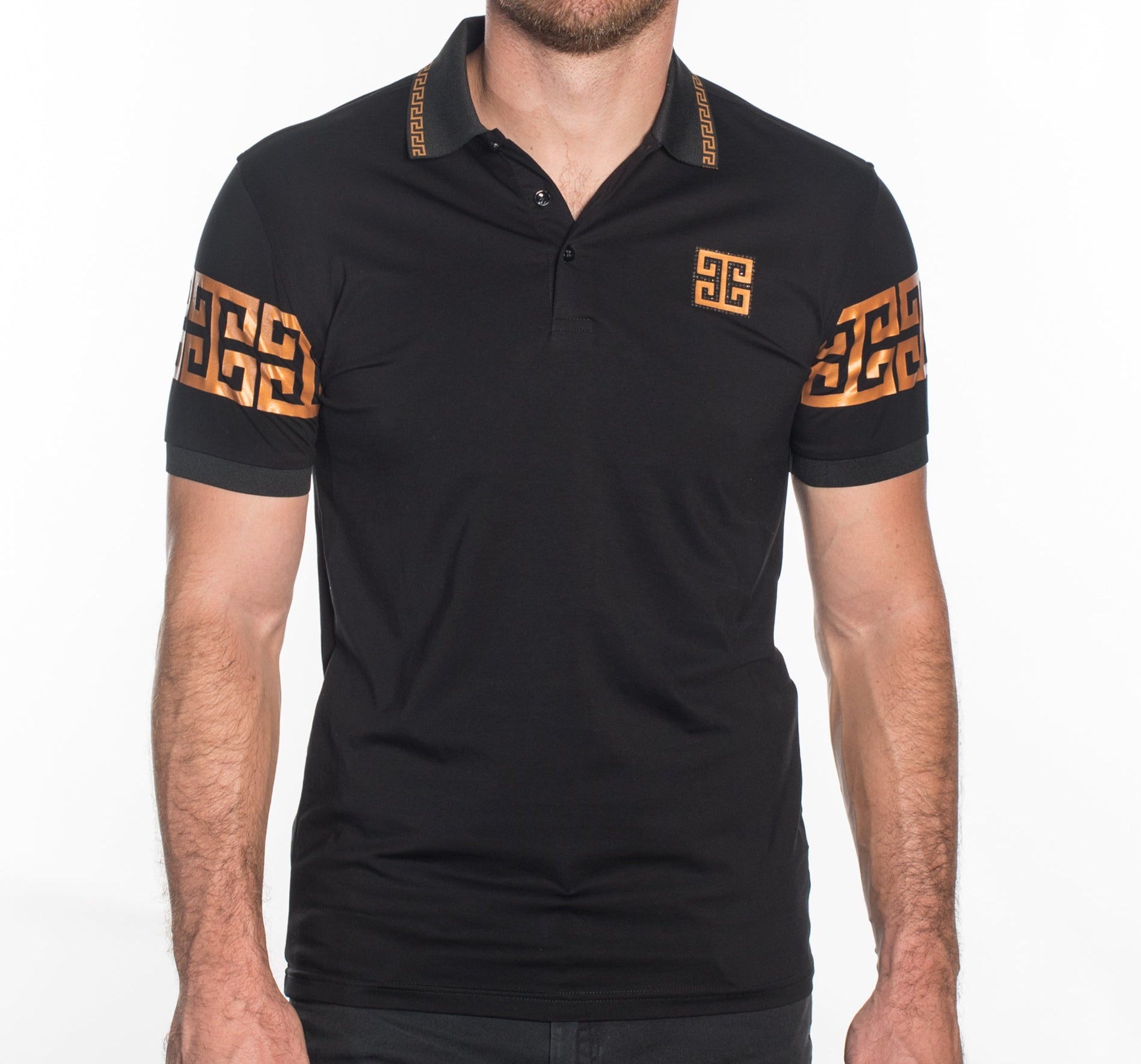 V.I.P. COLLECTION MEN'S FASHION POLO T-SHIRT (BLACK GGKS-8)