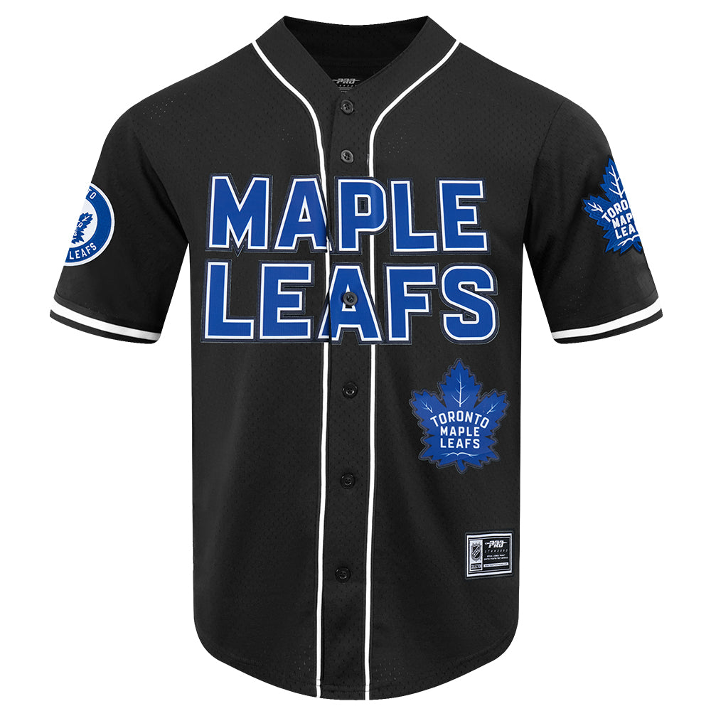 PRO STANDARD NHL TORONTO MAPLE LEAFS CLASSIC MEN'S MESH BUTTON DOWN BLACK JERSEY