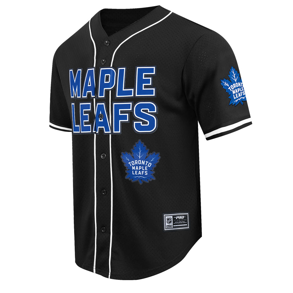 PRO STANDARD NHL TORONTO MAPLE LEAFS CLASSIC MEN'S MESH BUTTON DOWN BLACK JERSEY