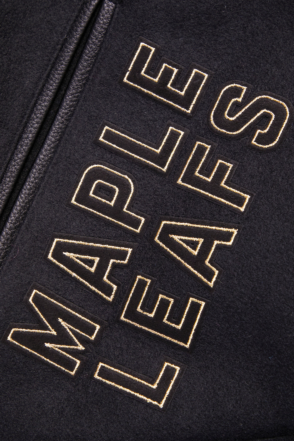 PRO STANDARD MEN'S NHL TORONTO MAPLE LEAFS WOOL BLACK & GOLD VARSITY JACKET