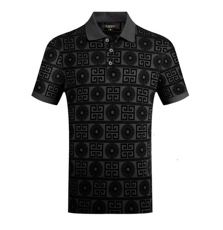 PAVINI MEN'S FANCY POLO T-SHIRT (BLACK PX002-09)