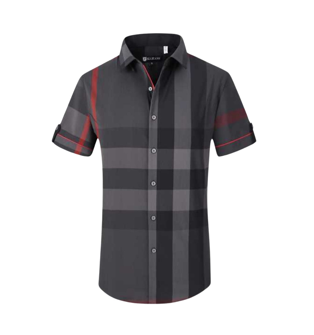 PAVINI MEN'S BUTTON UP SHORT SLEEVES SHIRT (BLACK PVSS058-10)