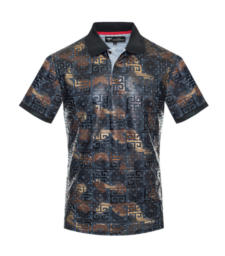 V.I.P. COLLECTION MEN'S FANCY POLO T-SHIRT (BLACK VFOS18)