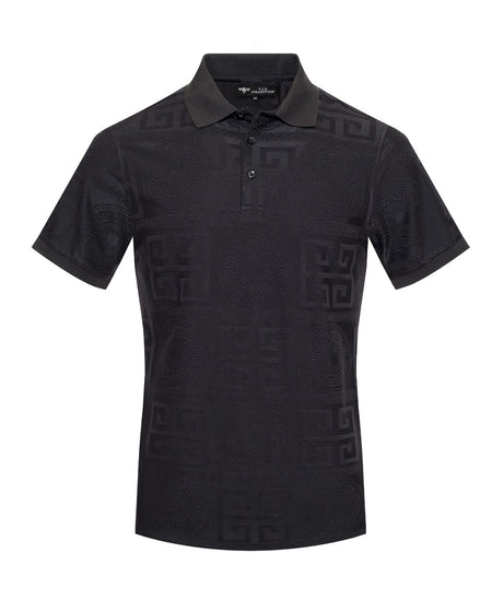 V.I.P. COLLECTION MEN'S FANCY POLO T-SHIRT (BLACK VPF-1)